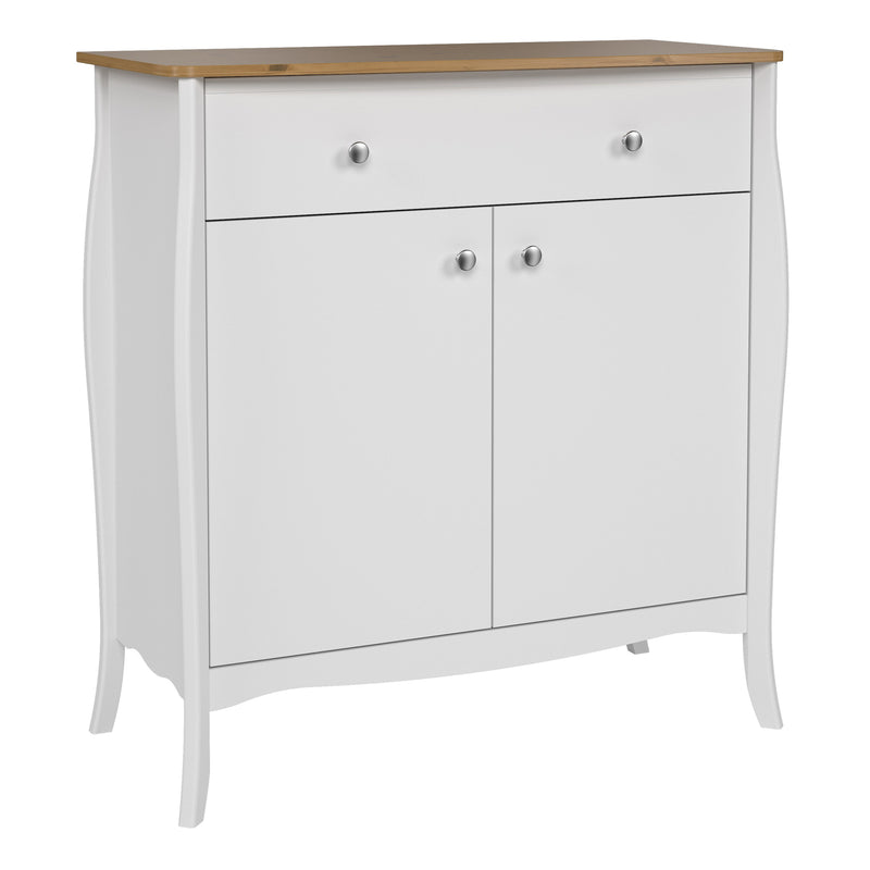 Baroque Sideboard 2 Doors 1 Drawer in Pure White Iced Coffee Lacquer