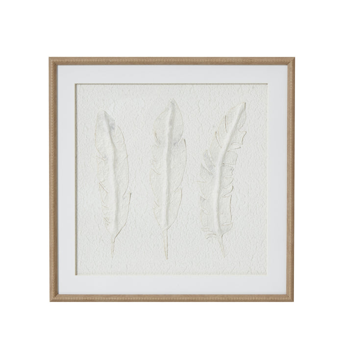 Solli White Feathers Art Mounted In Beaded Frame