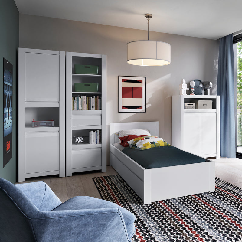 Novi 2 Drawer Bookcase in Alpine White