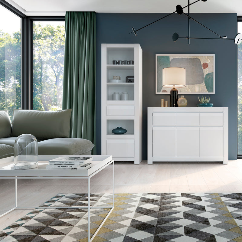 Novi 2 Drawer Bookcase in Alpine White