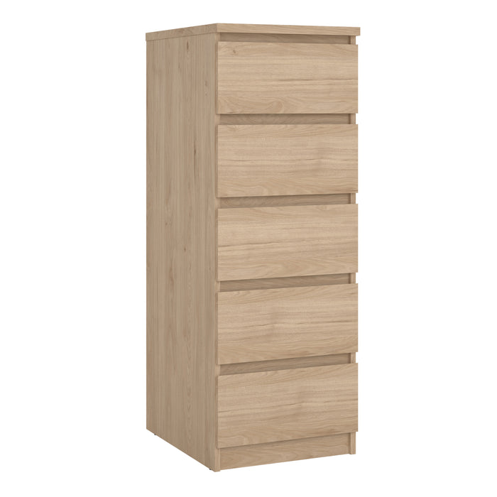 Naia Narrow Chest of 5 Drawers in Jackson Hickory Oak