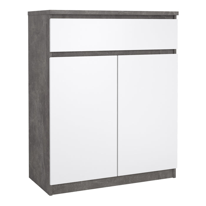 Naia Sideboard 1 Drawer 2 Doors in Concrete and White High Gloss