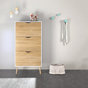 Oslo Shoe Cabinet 3 Drawers in White and Oak