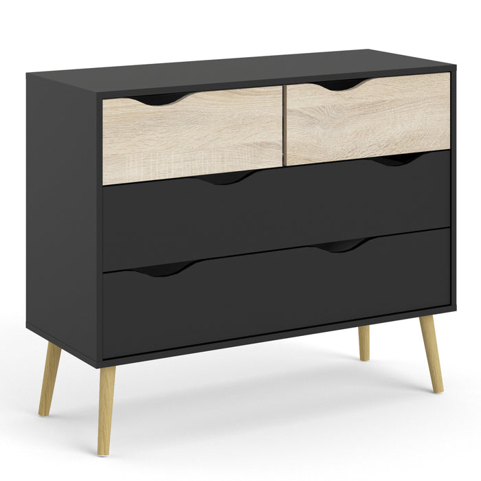 Oslo Chest of 4 Drawers in Black and Oak