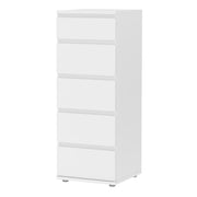 Nova Narrow Chest of 5 Drawers in White