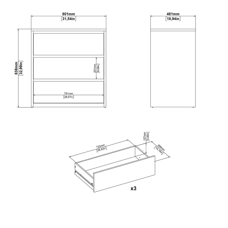 Next Chest 3 drawers White