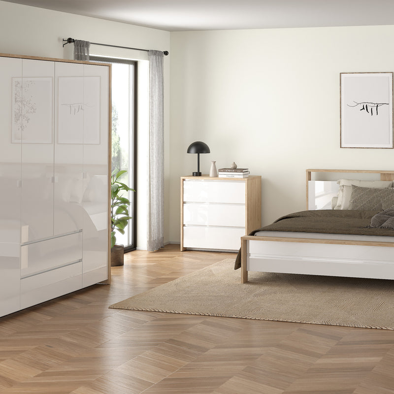 Next Chest 3 drawers Jackson Hickory White high gloss