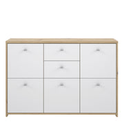 Best Chest Storage Cabinet with 2 Drawers and 5 Doors in Artisan Oak/White