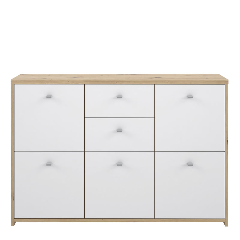 Best Chest Storage Cabinet with 2 Drawers and 5 Doors in Artisan Oak/White