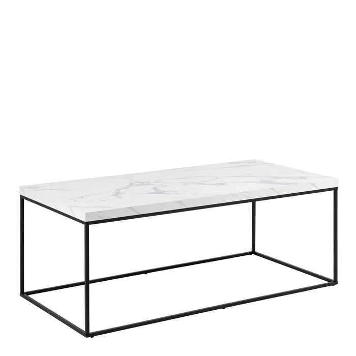 Barossa Coffee Table with White Marble Carrara Top & Black Steel Base 110x55x45cm