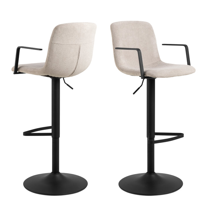 Pablo Swivel Beige Bar Stool With Adjustable Height Function Set of 2