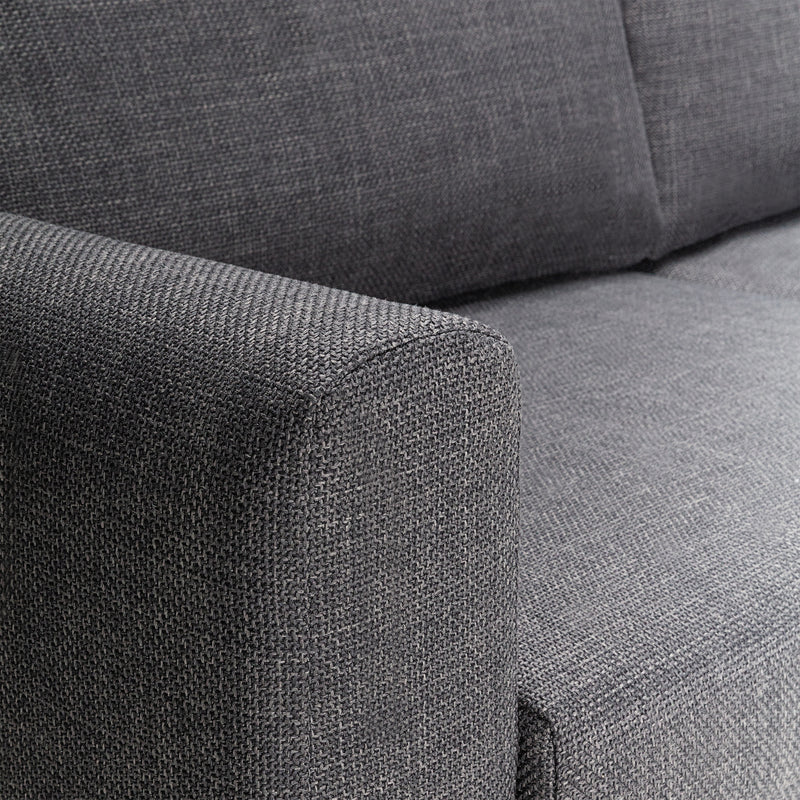 Omaha 3-Seater Sofa in Basel Dark Grey 19 Fabric, Base Matt Black Steel