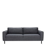 Omaha 3-Seater Sofa in Basel Dark Grey 19 Fabric, Base Matt Black Steel