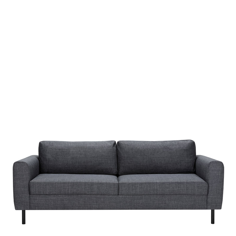 Omaha 3-Seater Sofa in Basel Dark Grey 19 Fabric, Base Matt Black Steel