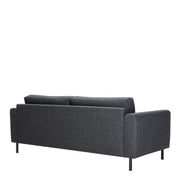 Omaha 3-Seater Sofa in Basel Dark Grey 19 Fabric, Base Matt Black Steel