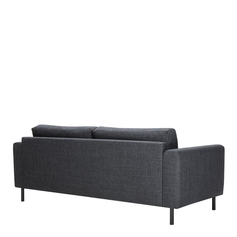 Omaha 3-Seater Sofa in Basel Dark Grey 19 Fabric, Base Matt Black Steel