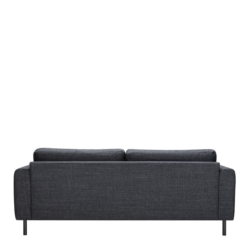Omaha 3-Seater Sofa in Basel Dark Grey 19 Fabric, Base Matt Black Steel