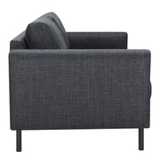 Omaha 3-Seater Sofa in Basel Dark Grey 19 Fabric, Base Matt Black Steel