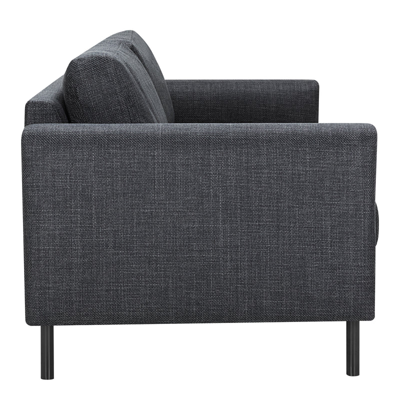 Omaha 3-Seater Sofa in Basel Dark Grey 19 Fabric, Base Matt Black Steel