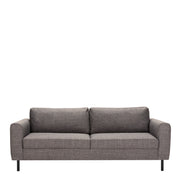 Omaha 3-Seater Sofa in Basel Light Grey Brown 34 Fabric, Base Matt Black Steel