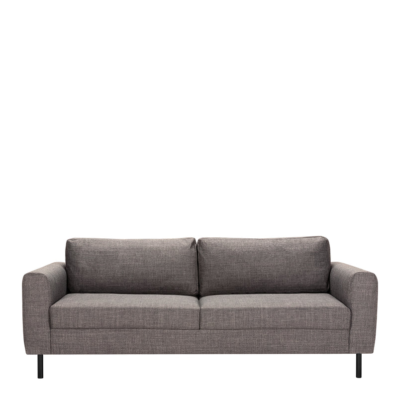 Omaha 3-Seater Sofa in Basel Light Grey Brown 34 Fabric, Base Matt Black Steel