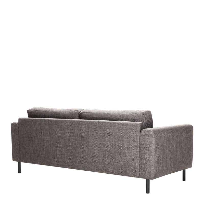 Omaha 3-Seater Sofa in Basel Light Grey Brown 34 Fabric, Base Matt Black Steel