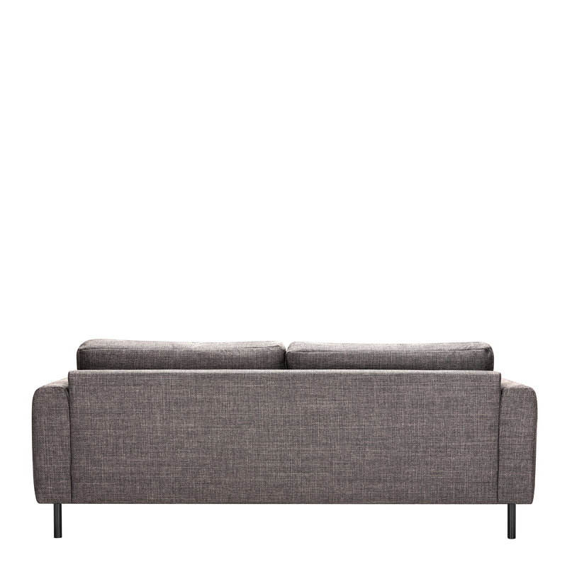 Omaha 3-Seater Sofa in Basel Light Grey Brown 34 Fabric, Base Matt Black Steel