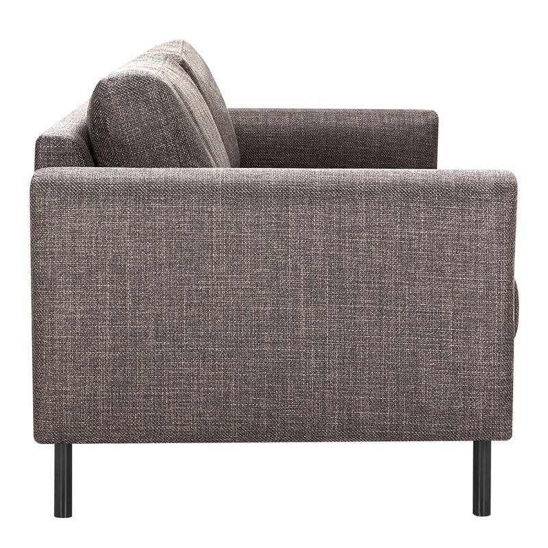 Omaha 3-Seater Sofa in Basel Light Grey Brown 34 Fabric, Base Matt Black Steel