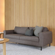 Omaha 3-Seater Sofa in Basel Light Grey Brown 34 Fabric, Base Matt Black Steel