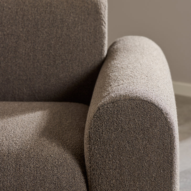 Midfield 2-Seater Chaiselongue Sofa LHF (Reversible Module) in Cona Boucle Taupe 2 Fabric, Base in Matt Black