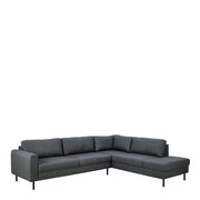 Omaha Corner Sofa With Open End RHF, Dark 19 Fabric, Base Steel