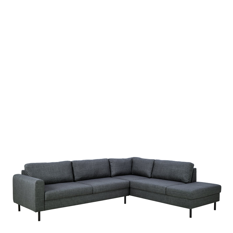 Omaha Corner Sofa With Open End RHF, Dark 19 Fabric, Base Steel