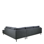 Omaha Corner Sofa With Open End RHF, in Basel Dark Grey 19 Fabric, Base Matt Black Steel
