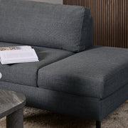Omaha Corner Sofa With Open End RHF, in Basel Dark Grey 19 Fabric, Base Matt Black Steel