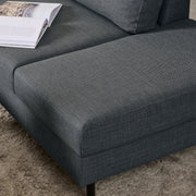 Omaha Corner Sofa With Open End RHF, in Basel Dark Grey 19 Fabric, Base Matt Black Steel