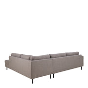 Omaha Corner Sofa With Open End RHF, in Basel Light Grey Brown 34 Fabric, Base Matt Black Steel