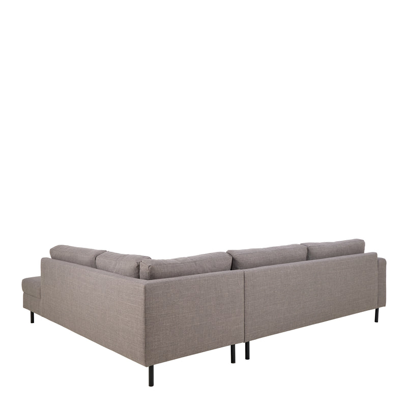 Omaha Corner Sofa With Open End RHF, in Basel Light Grey Brown 34 Fabric, Base Matt Black Steel