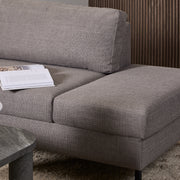 Omaha Corner Sofa With Open End RHF, in Basel Light Grey Brown 34 Fabric, Base Matt Black Steel