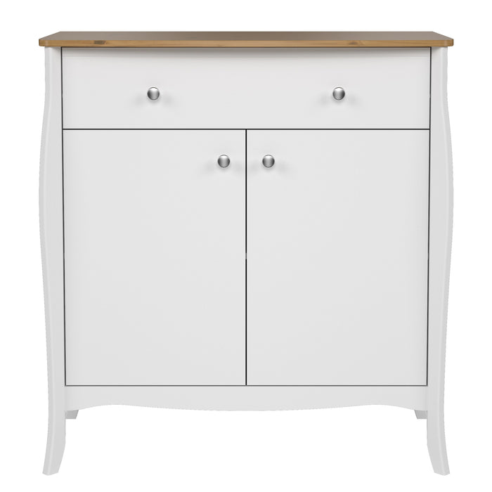 Baroque Sideboard 2 Doors 1 Drawer in Pure White Iced Coffee Lacquer