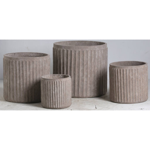 Umber Fluted Cylinder Set Of 4 Planters