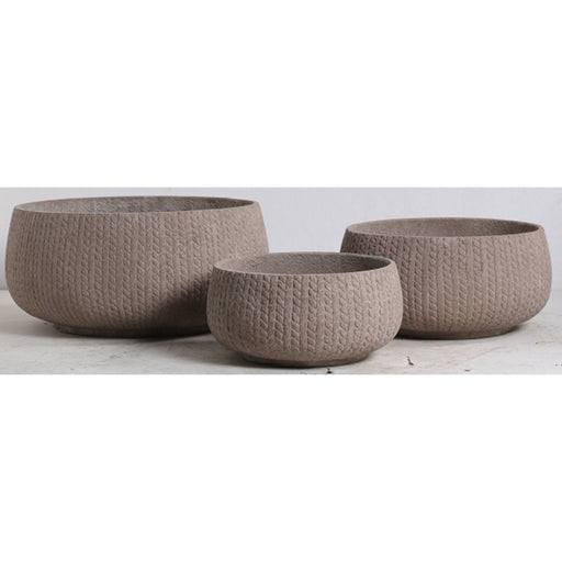 Umber Low Round Set Of 3 Planters