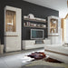 Chelsea Living Tall Glazed Narrow Display Unit (RHD) in White with a Truffle Oak Trim