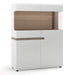 Chelsea Living Low Display Cabinet 109cm Wide in White with a Truffle Oak Trim
