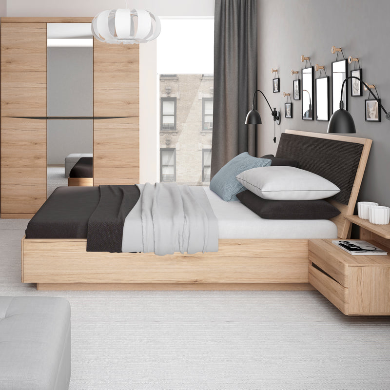 Kensington 2 Drawer Bedside Cabinet LH Drawer (wall fixing) in Oak.