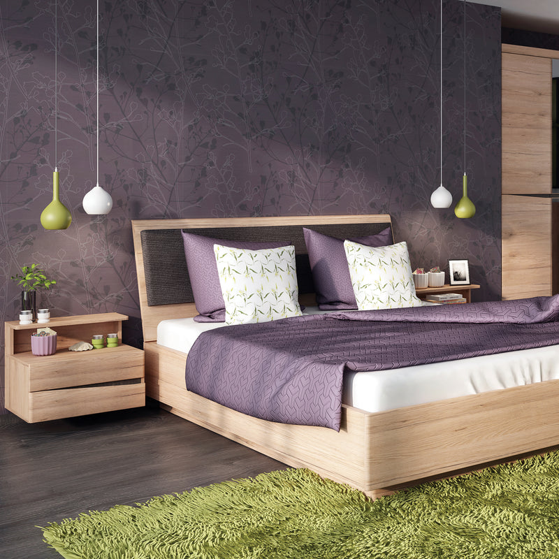 Kensington 2 Drawer Bedside Cabinet LH Drawer (wall fixing) in Oak.