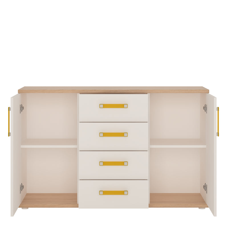 4KIDS 2 Door 4 Drawer Sideboard with Orange Handles