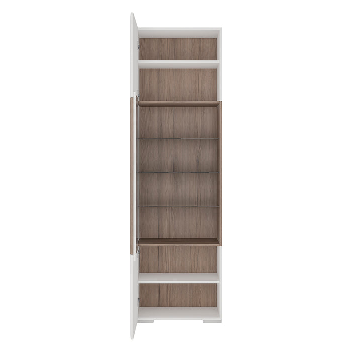Toronto Tall Narrow Glazed Display Cabinet with Internal Shelves (inc. Plexi Lighting)