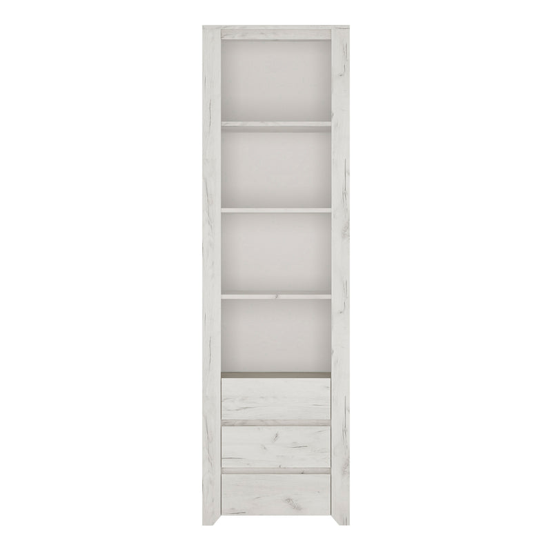Angel Tall Narrow 3 Drawer Bookcase