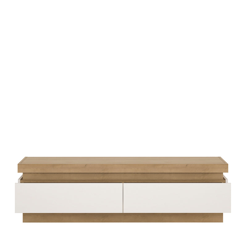 Lyon 2 Drawer TV Cabinet in Riviera Oak/White High Gloss