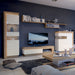 Lyon Tall Narrow Display Cabinet (RHD) in Riviera Oak/White High Gloss